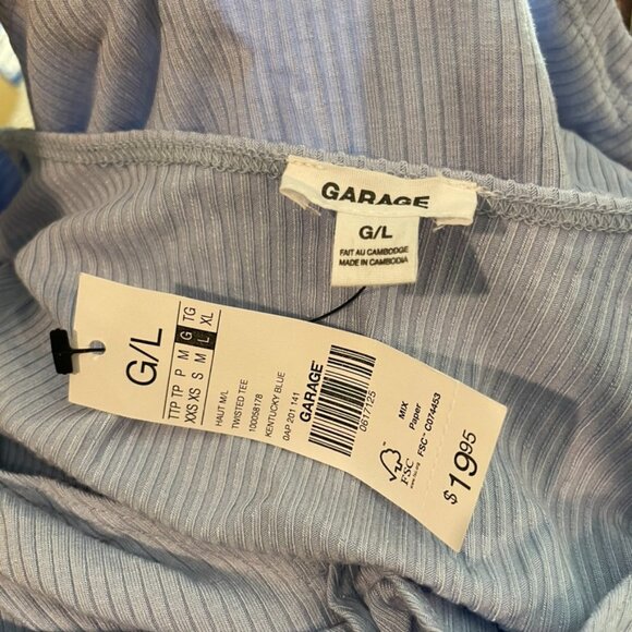 Garage Women's Blue Knot Crop Top-Sz L- NEW - Picture 3 of 3